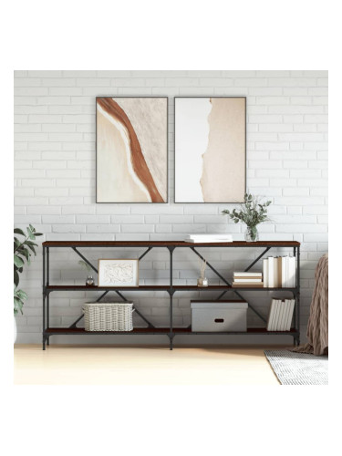 Sonata H Конзолна маса кафяв дъб 180x30x75 см инженерно дърво и желязо