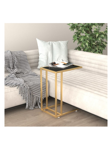 Sonata H Странична маса за компютър, черна, 50x35x65 см, закалено стъкло