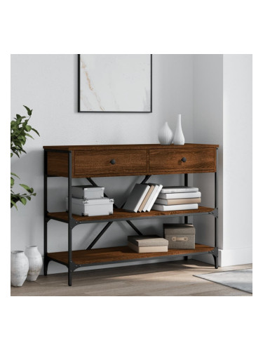 Sonata H Конзолна маса с чекмеджета и рафтове кафяв дъб инженерно дърво