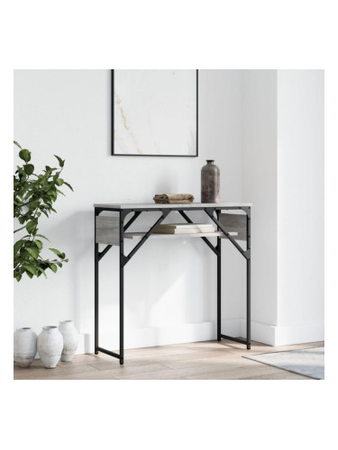 Sonata H Конзолна маса с рафт, сив сонома, 75x30x75 см, инженерно дърво