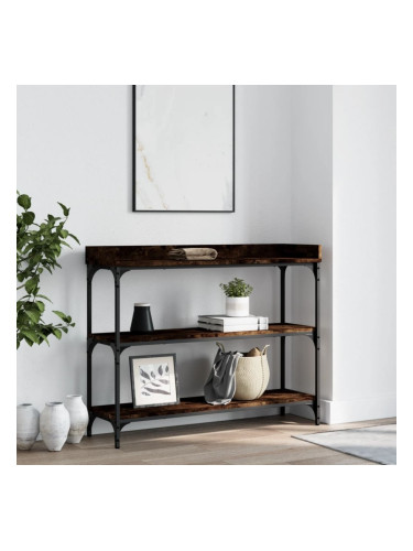 Sonata H Конзолна маса с рафтове, опушен дъб, 100x30x80 cм