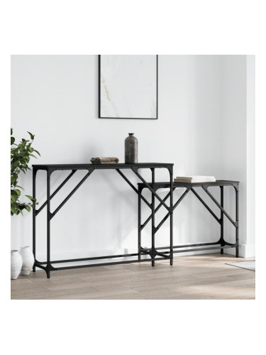 Sonata H Стифиращи конзолни маси, 2 бр, черни, инженерно дърво