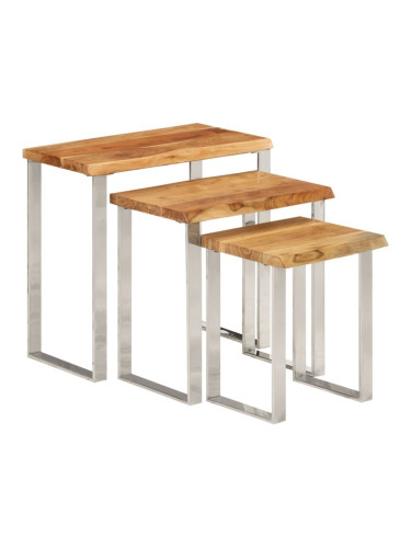 Sonata H Стифиращи маси, 3 бр, с жив ръб, акация масив