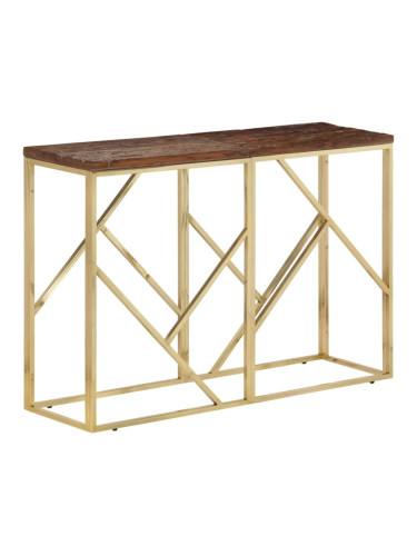 Sonata H Конзолна маса, златиста, инокс и дърво от траверси масив