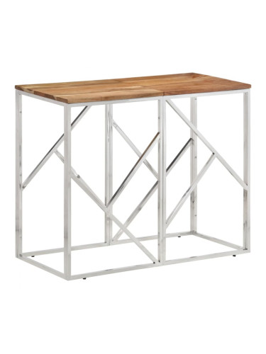 Sonata H Конзолна маса, сребриста, неръждаема стомана и дърво масив