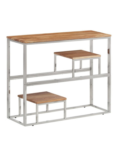 Sonata H Конзолна маса, сребриста, неръждаема стомана и дърво масив