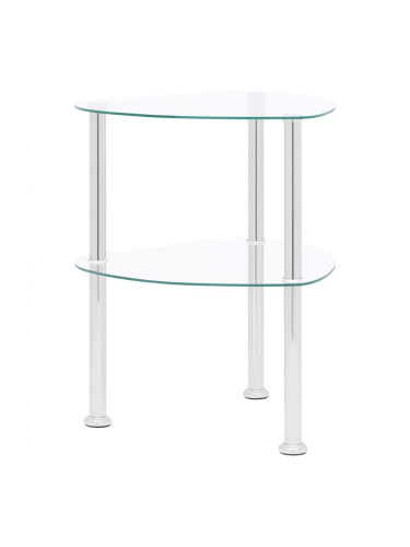 Sonata H Странична маса с 2 рафта прозрачна 38x38x50 см закалено стъкло