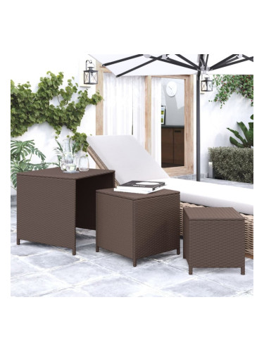 Sonata H Стифиращи маси, 3 бр, кафяви, полиратан