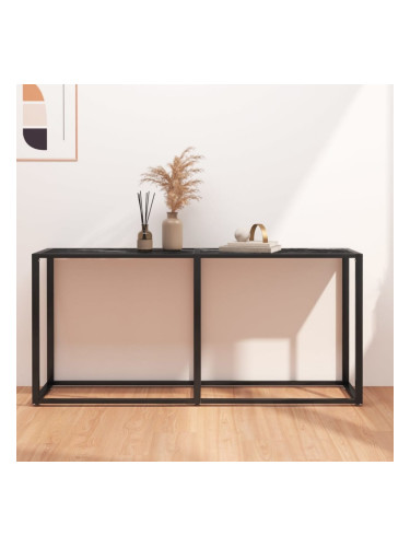 Sonata H Конзолна маса, черен мрамор, 160x35x75,5 cм, закалено стъкло