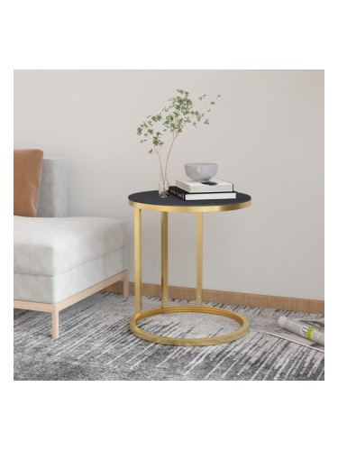 Sonata H Помощна маса, златисто и черно, 45 см, закалено стъкло