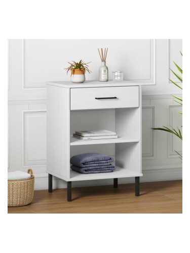 Sonata H Конзолно шкафче с метални крака бяло бор масив OSLO