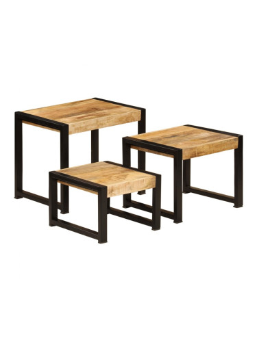 Sonata H Стифиращи маси, 3 бр, мангово дърво масив