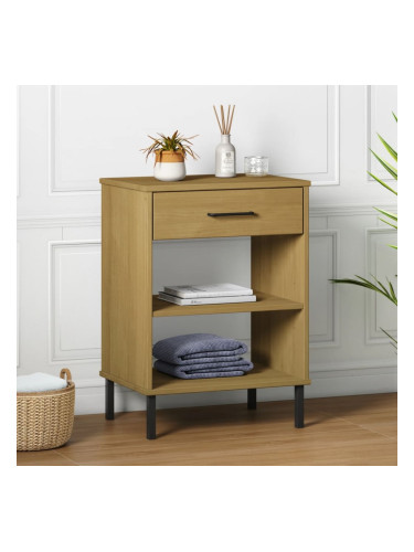 Sonata H Конзолно шкафче с метални крака, кафяво, бор масив, OSLO