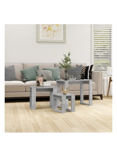 Sonata H Стифиращи маси, 3 бр, бетонно сиви, инженерно дърво