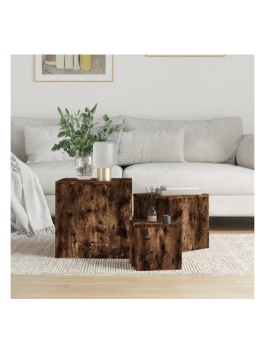 Sonata H Странични маси, 3 бр, опушен дъб, инженерно дърво