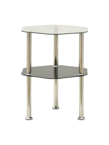 Sonata H Странична маса с 2 рафта прозрачно и черно 38x38x50 см стъкло