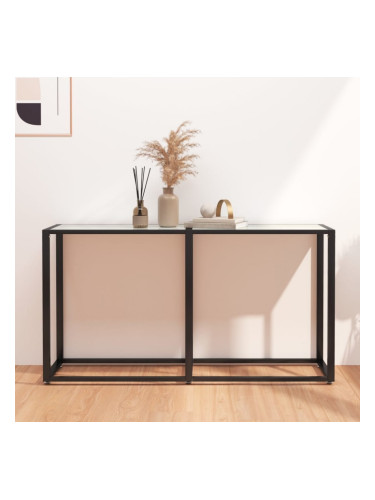 Sonata H Конзолна маса, бял мрамор, 140x35x75,5 cм, закалено стъкло