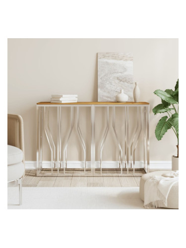 Sonata H Конзолна маса, сребриста, неръждаема стомана и дърво масив