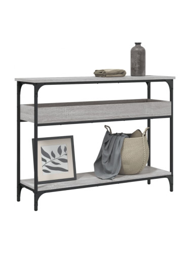 Sonata H Конзолна маса с рафт, сив сонома, 100x29x75 см, инженерно дърво