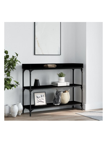 Sonata H Конзолна маса с рафтове, черна, 100x30x80 cм