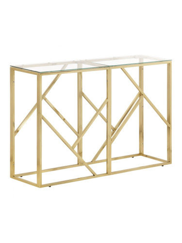 Sonata H Конзолна маса, златиста, неръждаема стомана и закалено стъкло