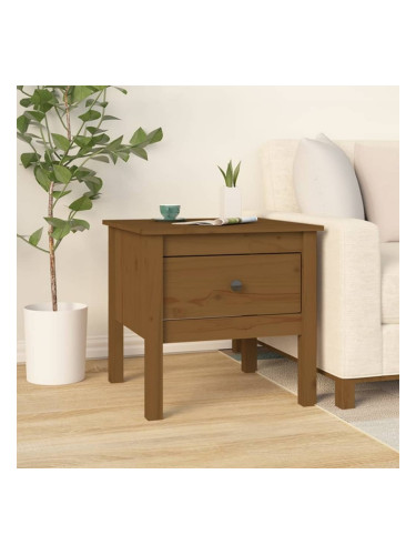 Sonata H Странична масичка меденокафява 50x50x49 см борово дърво масив