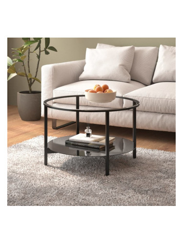 Sonata H Маса за чай, черно и прозрачно, 70 cм, закалено стъкло