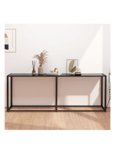 Sonata H Конзолна маса, черна, 200x35x75,5 cм, закалено стъкло