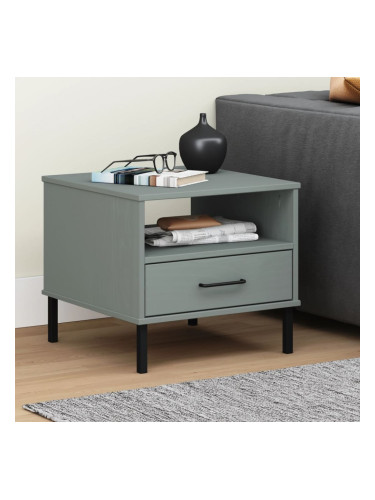 Sonata H Нощна масичка с метални крака сив бор масив OSLO