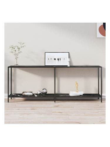 Sonata H Конзолна маса, черна, 200x35x75,5 cм, закалено стъкло