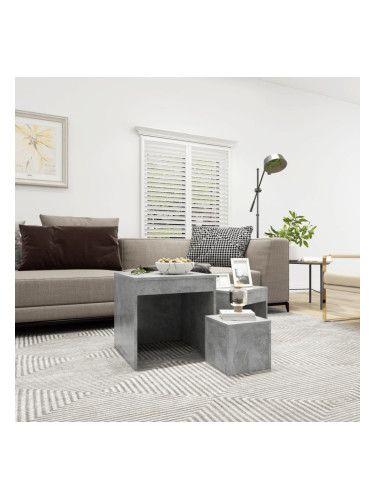 Sonata H Стифиращи маси, 3 бр, бетонно сиви, инженерно дърво