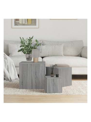 Sonata H Странични маси, 3 бр, сив сонома, инженерно дърво