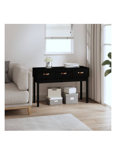 Sonata H Конзолна маса черно 114x40x75 см борово дърво масив