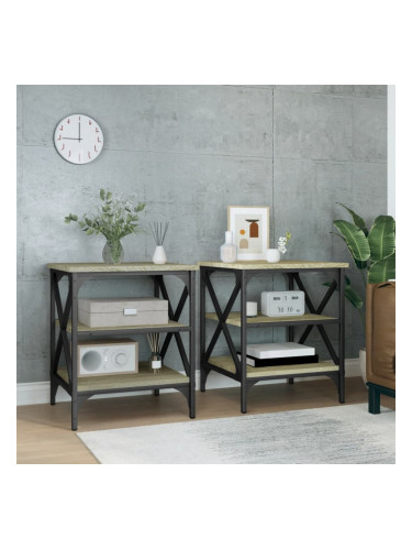 Sonata H Странични маси, 2 бр, Дъб сонома, 40x42x50 см, инженерно дърво