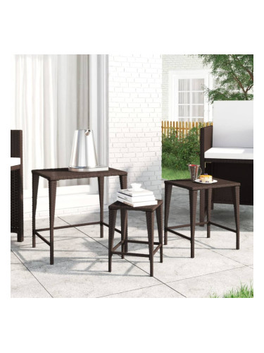 Sonata H Стифиращи маси, 3 бр, кафяви, полиратан