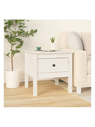 Sonata H Странична масичка, бяла, 50x50x49 см, борово дърво масив