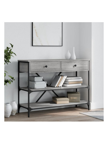 Sonata H Конзолна маса с чекмеджета и рафтове сив сонома инженерно дърво