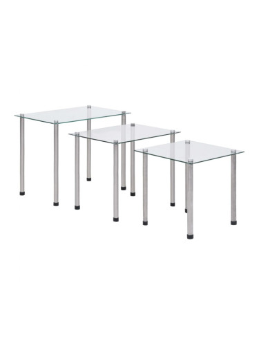 Sonata H Стифиращи маси, 3 бр, прозрачни, закалено стъкло