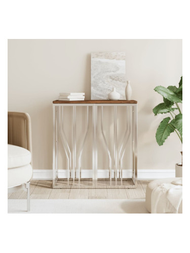 Sonata H Конзолна маса сребриста неръждаема стомана и регенерирано дърво