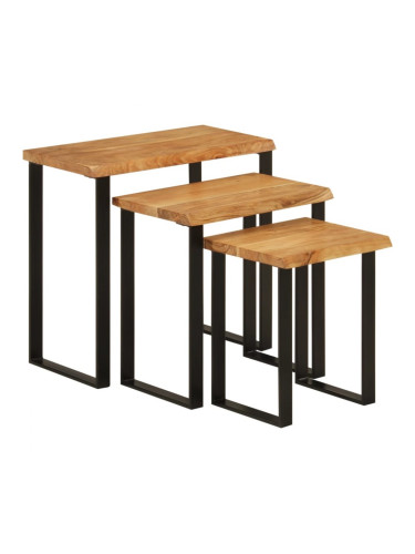 Sonata H Стифиращи маси, 3 бр, с жив ръб, акация масив
