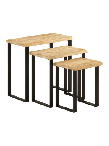 Sonata H Стифиращи маси, 3 бр, с жив ръб, манго масив