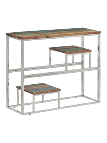 Sonata H Конзолна маса сребриста неръждаема стомана и регенерирано дърво