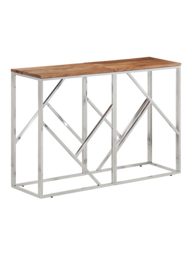 Sonata H Конзолна маса, сребриста, неръждаема стомана и дърво масив