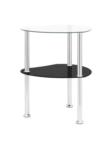 Sonata H Странична маса с 2 рафта прозрачно и черно 38x38x50 см стъкло