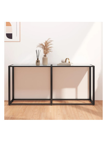 Sonata H Конзолна маса, бял мрамор, 160x35x75,5 cм, закалено стъкло