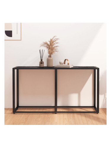 Sonata H Конзолна маса, черен мрамор, 140x35x75,5 cм, закалено стъкло