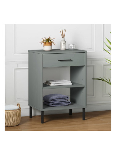 Sonata H Конзолно шкафче с метални крака сива бор масив OSLO