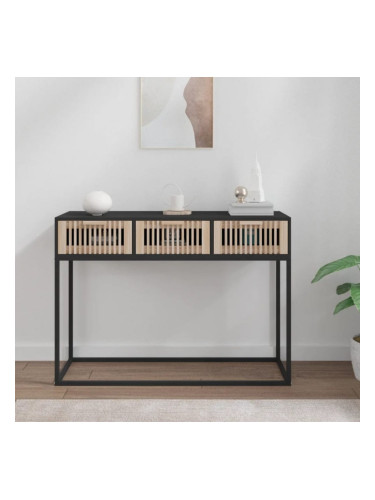 Sonata H Конзолна маса, черна, 105x30x75 см, инженерно дърво и желязо