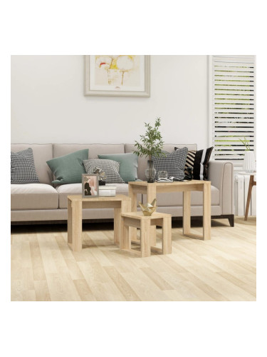 Sonata H Стифиращи маси, 3 бр, сонома дъб, инженерно дърво