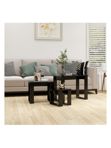 Sonata H Стифиращи маси, 3 бр, черни, инженерно дърво